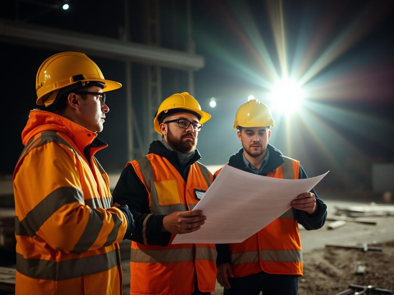 The JRX Construction team reviewing project blueprints