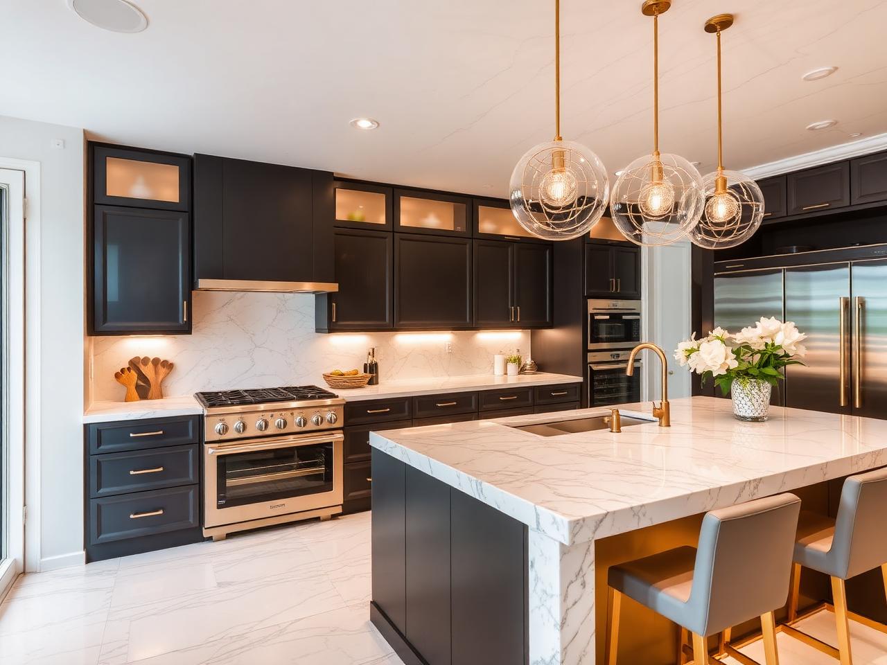 Modern Marble & Brass Kitchen